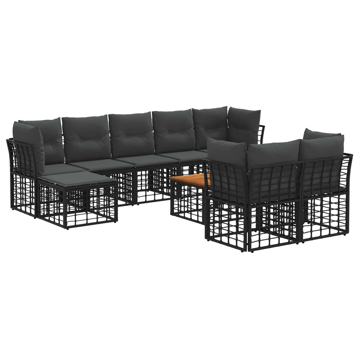 Set vanjskih sofa 10 kom. Crna i tamno siva Poliester