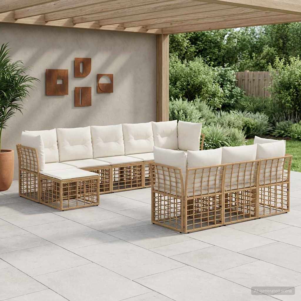 Set vanjskih sofa Prirodna i krema bijela Poliester