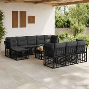 Set vanjskih sofa 11 kom. Crna i tamno siva Poliester