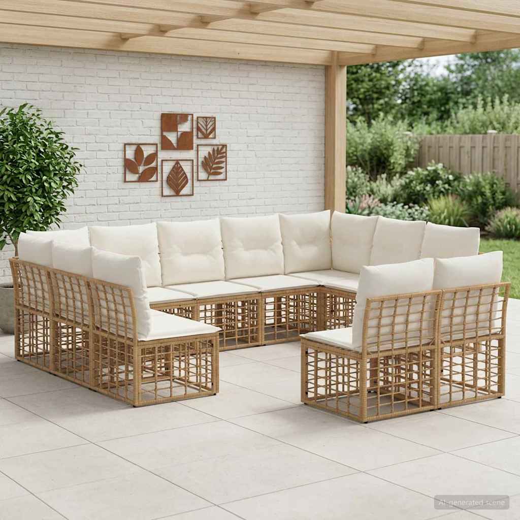 Set vanjskih sofa Prirodna i krema bijela Poliester