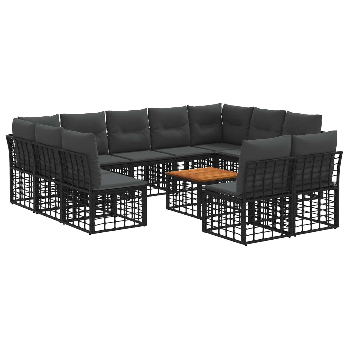 Set vanjskih sofa 12 kom. Crna i tamno siva Poliester