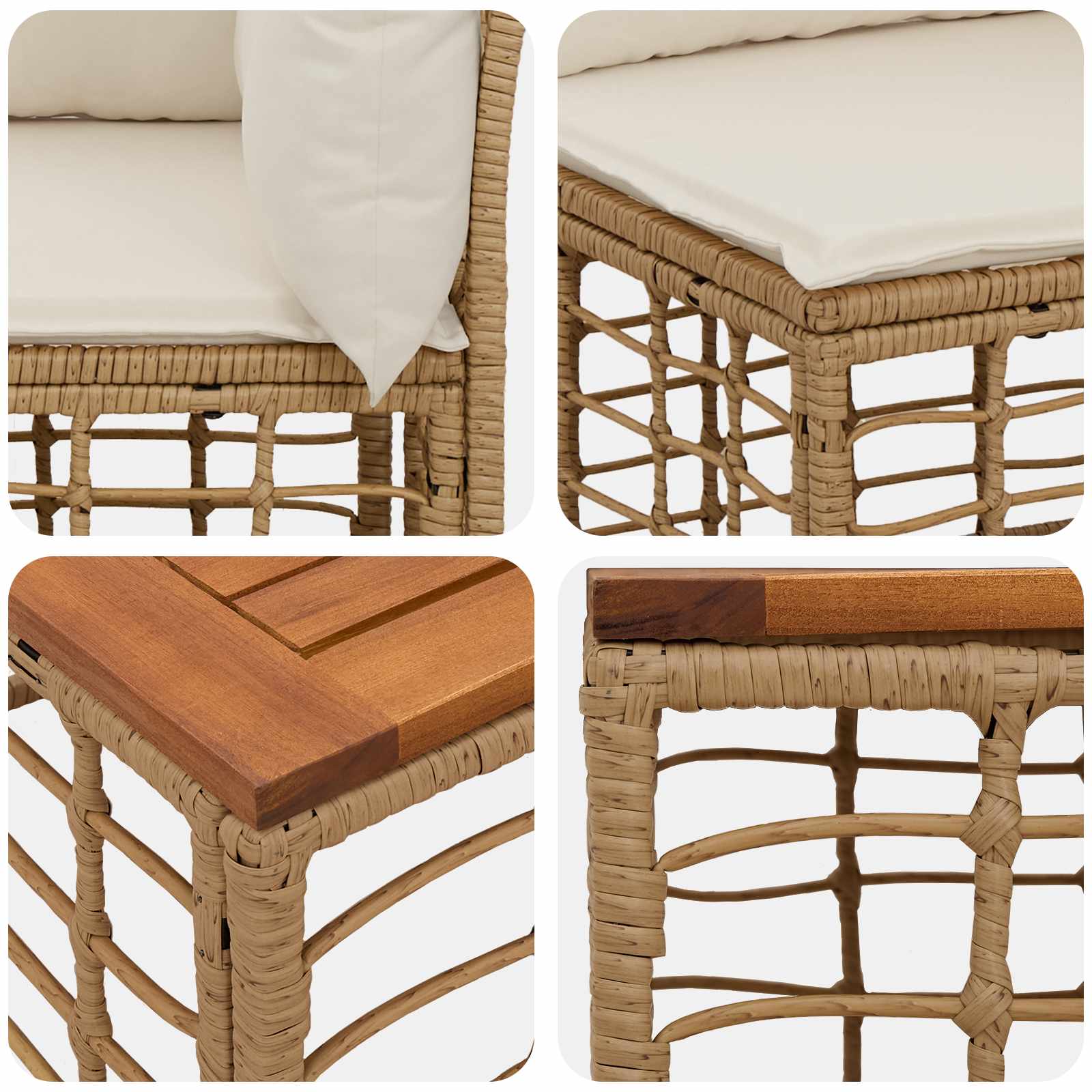 Set vanjskih sofa 12 pcs Prirodna i krema bijela Poliester