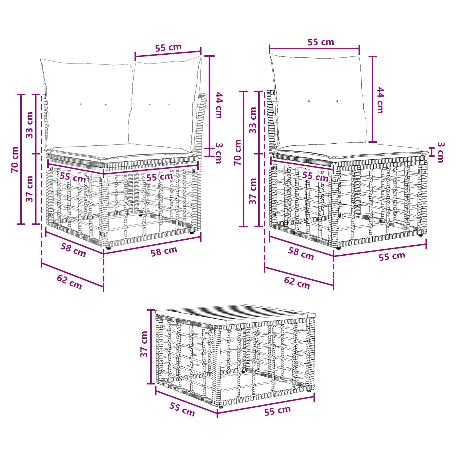 Set vanjskih sofa 12 pcs Prirodna i krema bijela Poliester