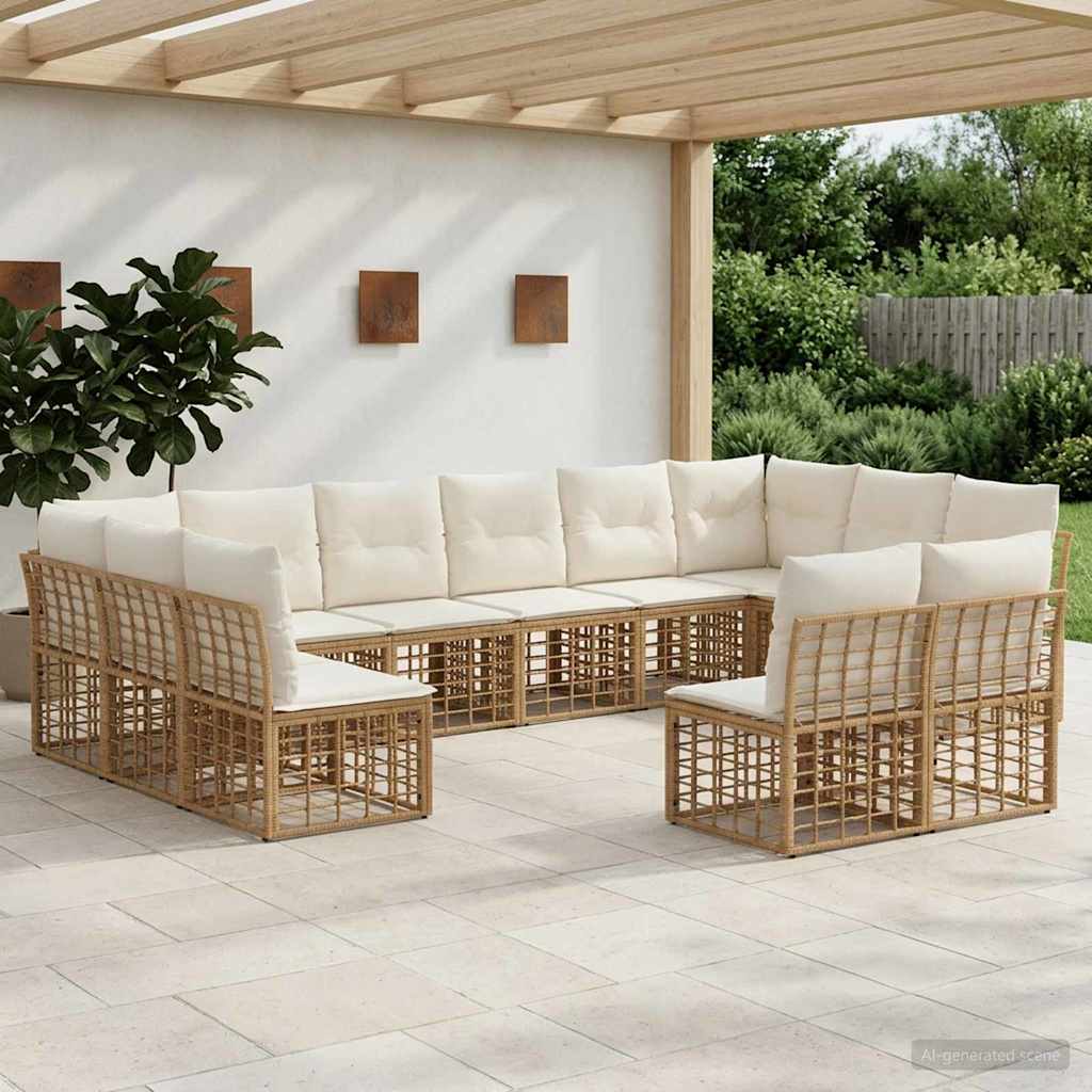 Set vanjskih sofa Prirodna i krema bijela Poliester