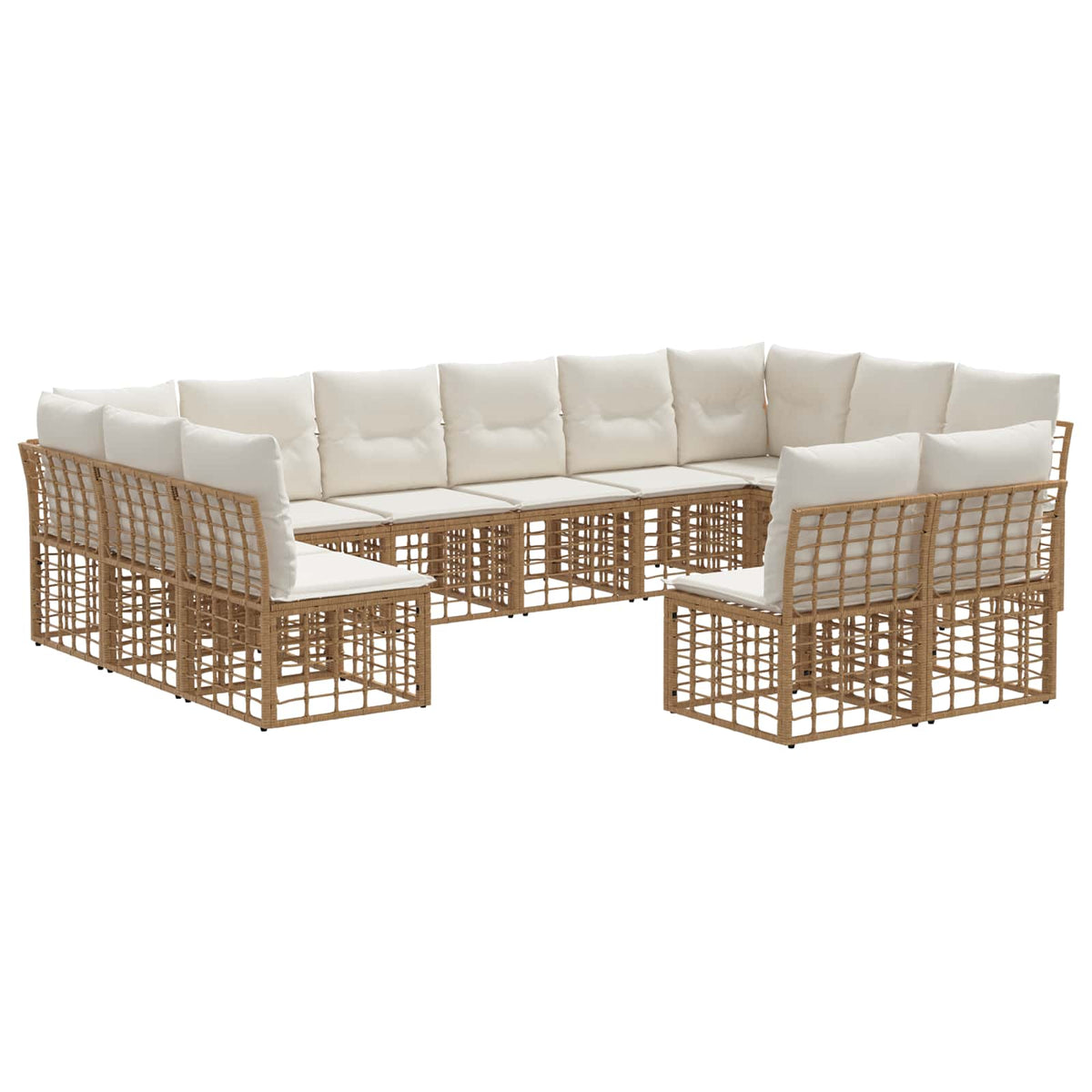 Set vanjskih sofa Prirodna i krema bijela Poliester