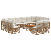 Set vanjskih sofa 13 pcs Prirodna i krema bijela Poliester