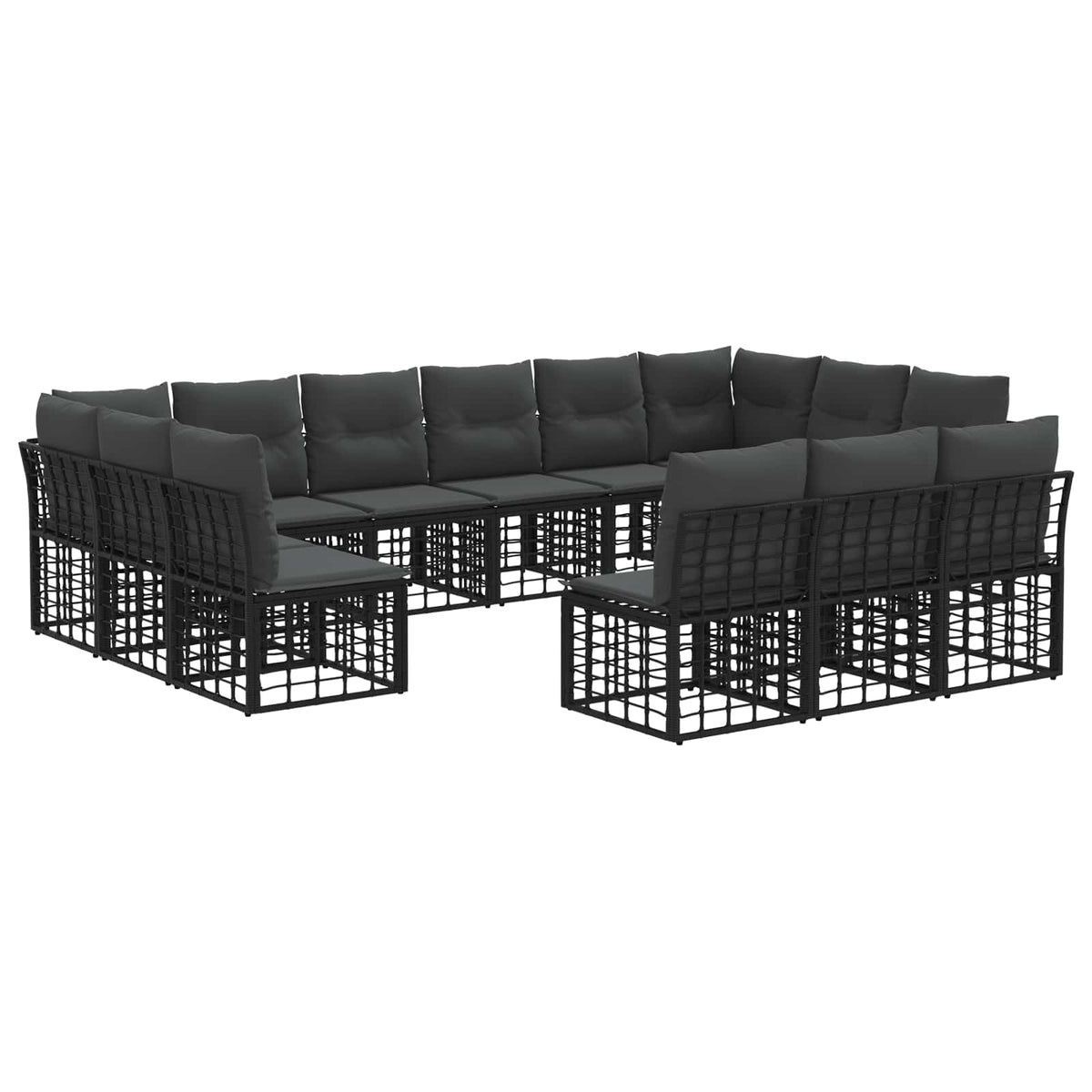 Set vanjskih sofa Crna i tamno siva Poliester
