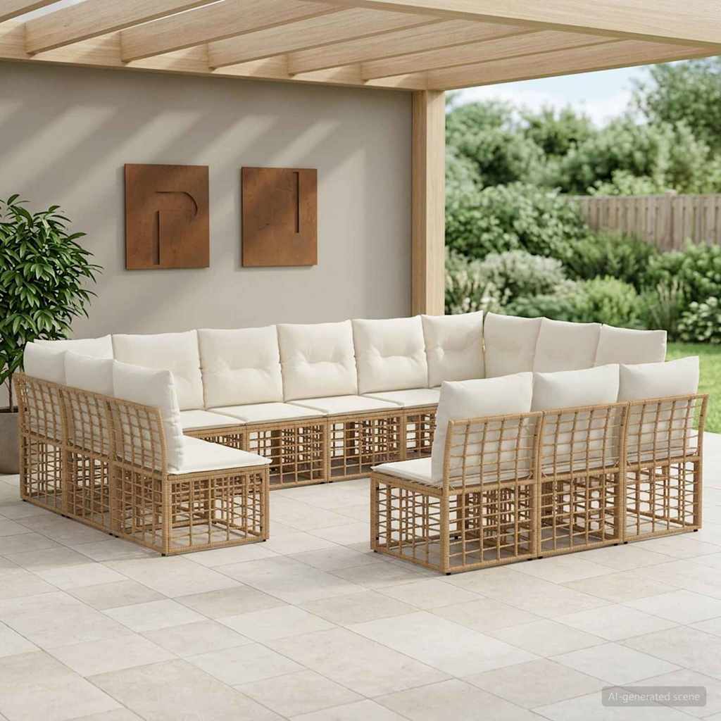 Set vanjskih sofa Prirodna i krema bijela Poliester