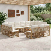 Set vanjskih sofa 14 pcs Prirodna i krema bijela Poliester