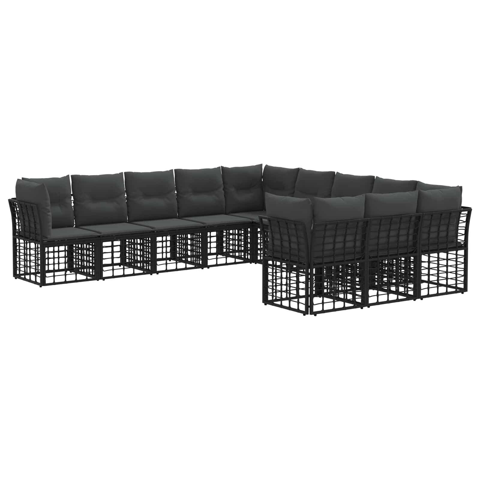 Set vanjskih sofa Crna i tamno siva Poliester