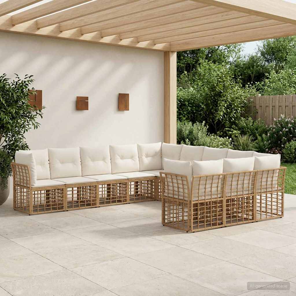Set vanjskih sofa Prirodna i krema bijela Poliester