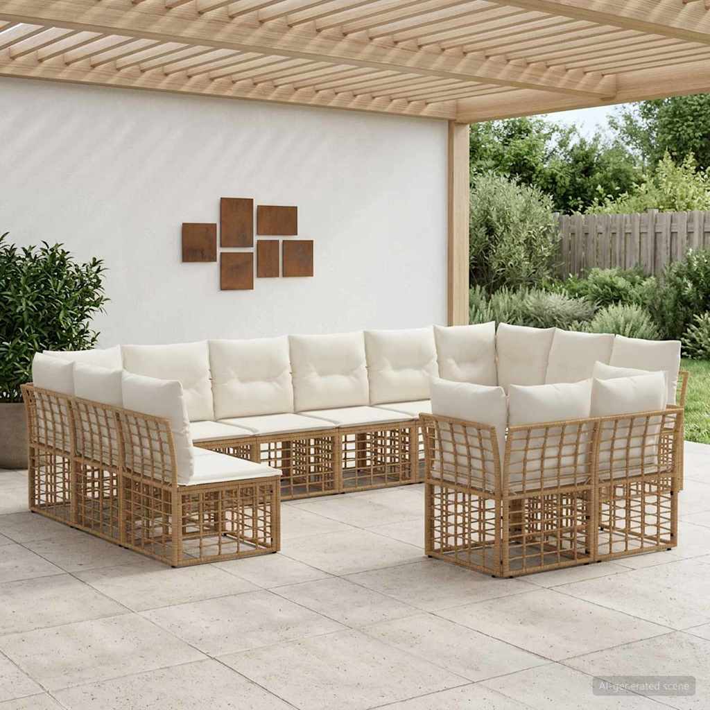 Set vanjskih sofa Prirodna i krema bijela Poliester