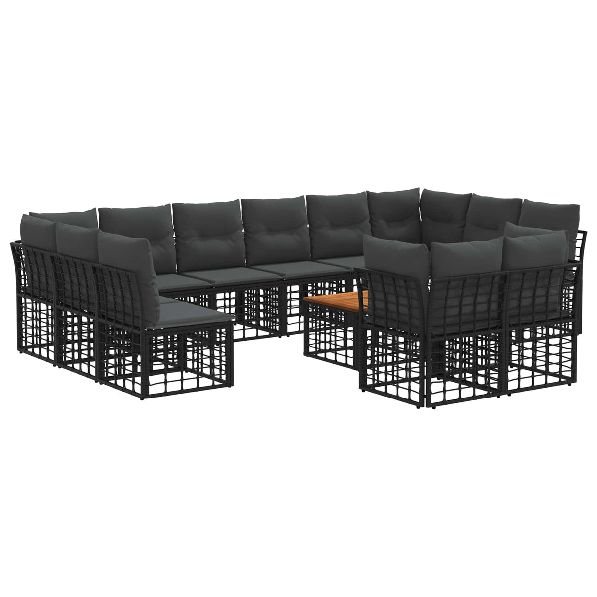 Set vanjskih sofa 13 pcs Crna i tamno siva Poliester