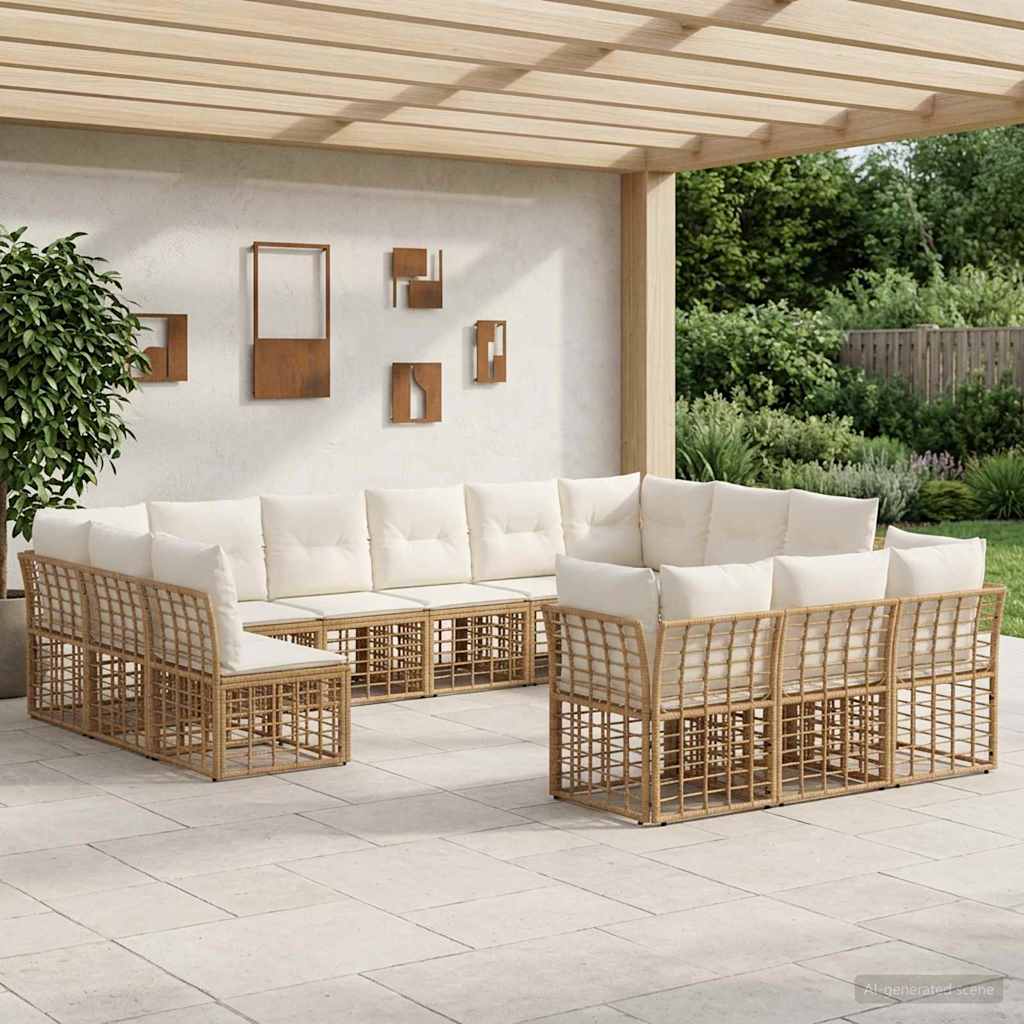 Set vanjskih sofa Prirodna i krema bijela Poliester