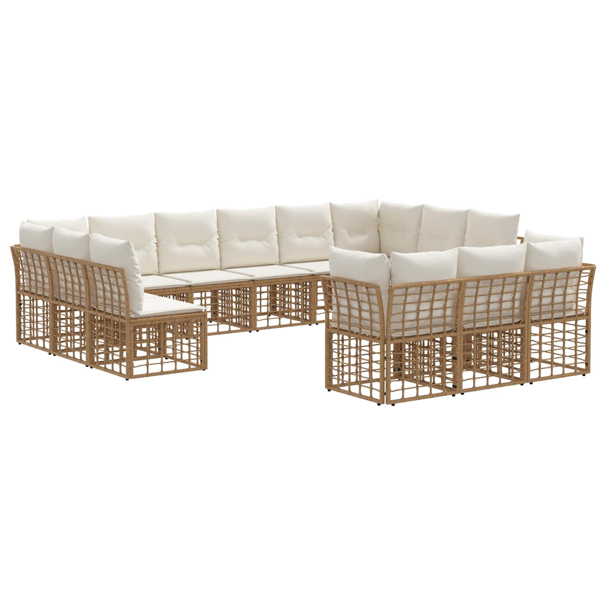 Set vanjskih sofa Prirodna i krema bijela Poliester
