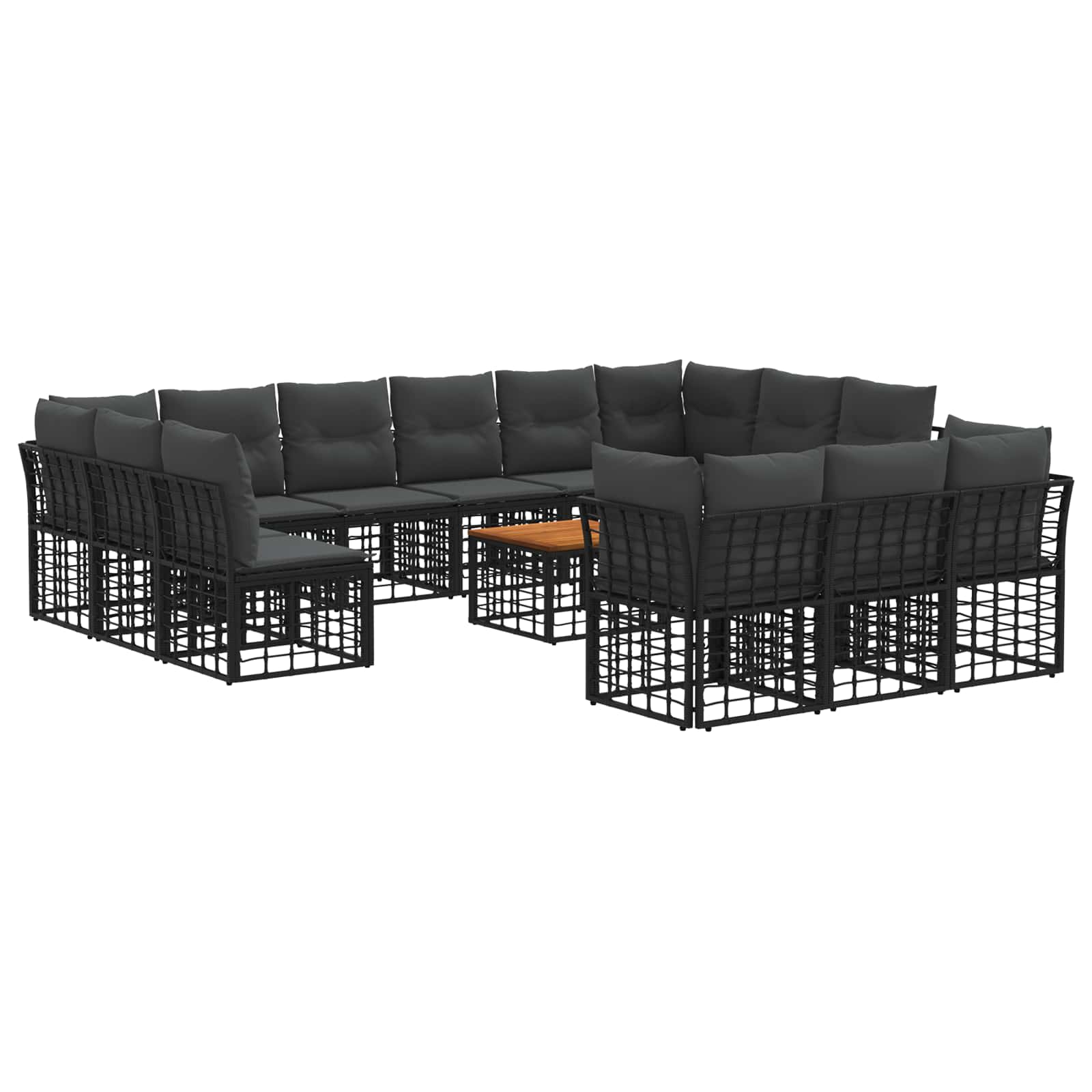 Set vanjskih sofa 14 pcs Crna i tamno siva Poliester