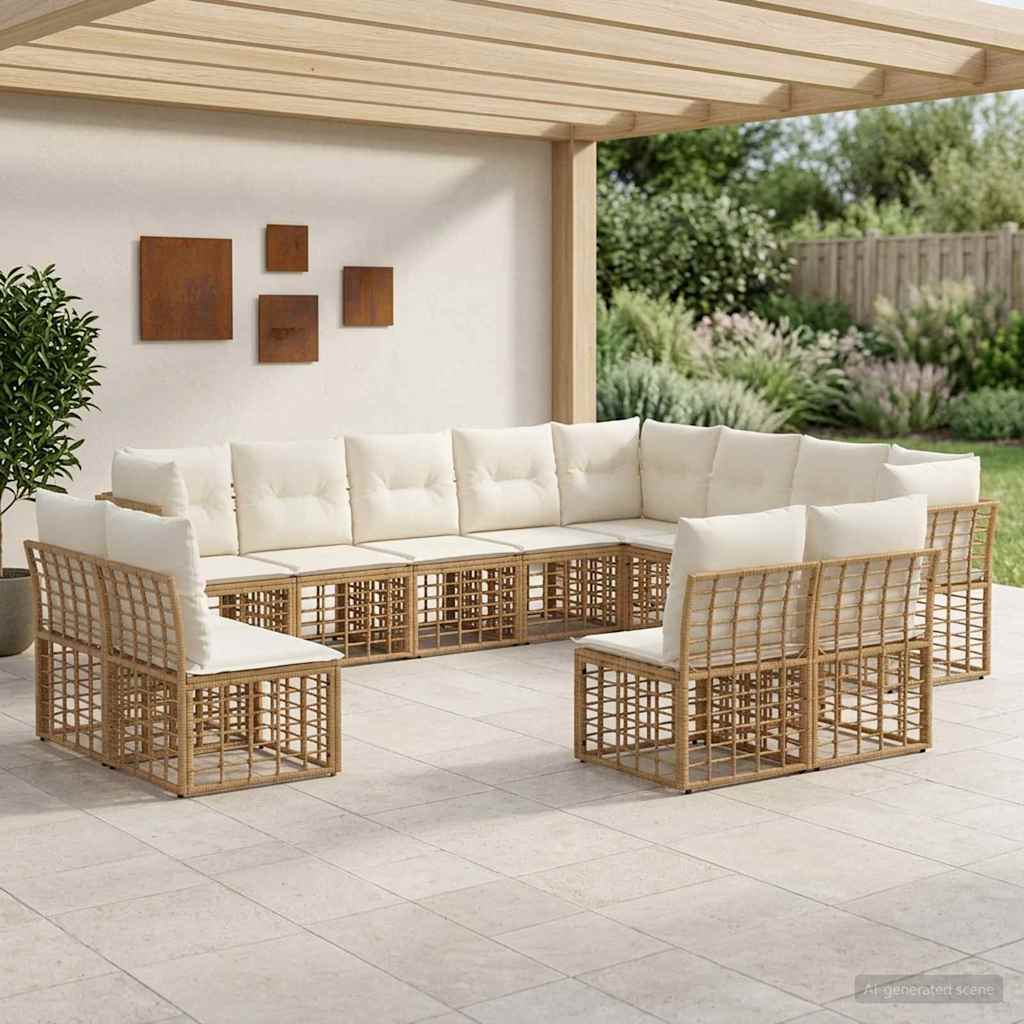 Set vanjskih sofa Prirodna i krema bijela Poliester