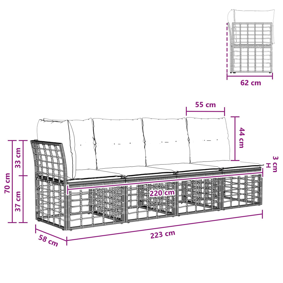 Set vanjskih sofa Prirodna i krema bijela Poliester