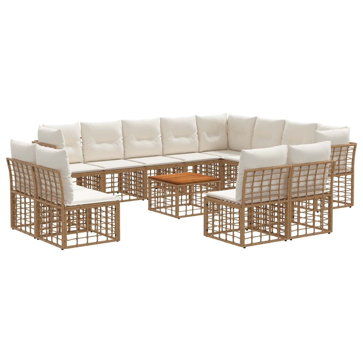 Set vanjskih sofa 13 pcs Prirodna i krema bijela Poliester