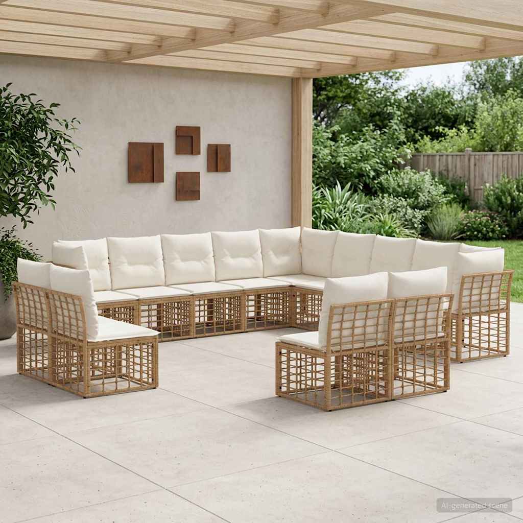 Set vanjskih sofa Prirodna i krema bijela Poliester