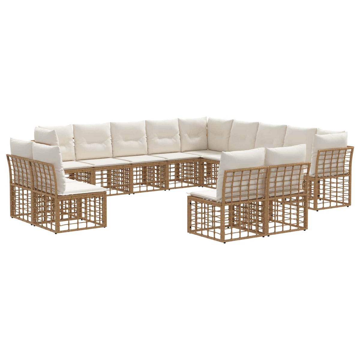 Set vanjskih sofa Prirodna i krema bijela Poliester
