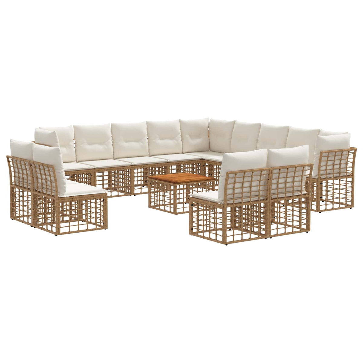 Set vanjskih sofa 14 kom. Prirodna i krema bijela Poliester