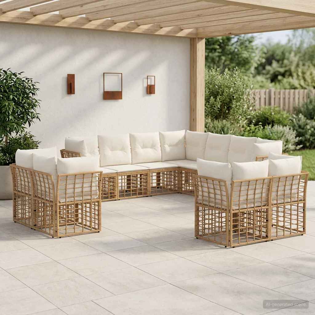 Set vanjskih sofa Prirodna i krema bijela Poliester