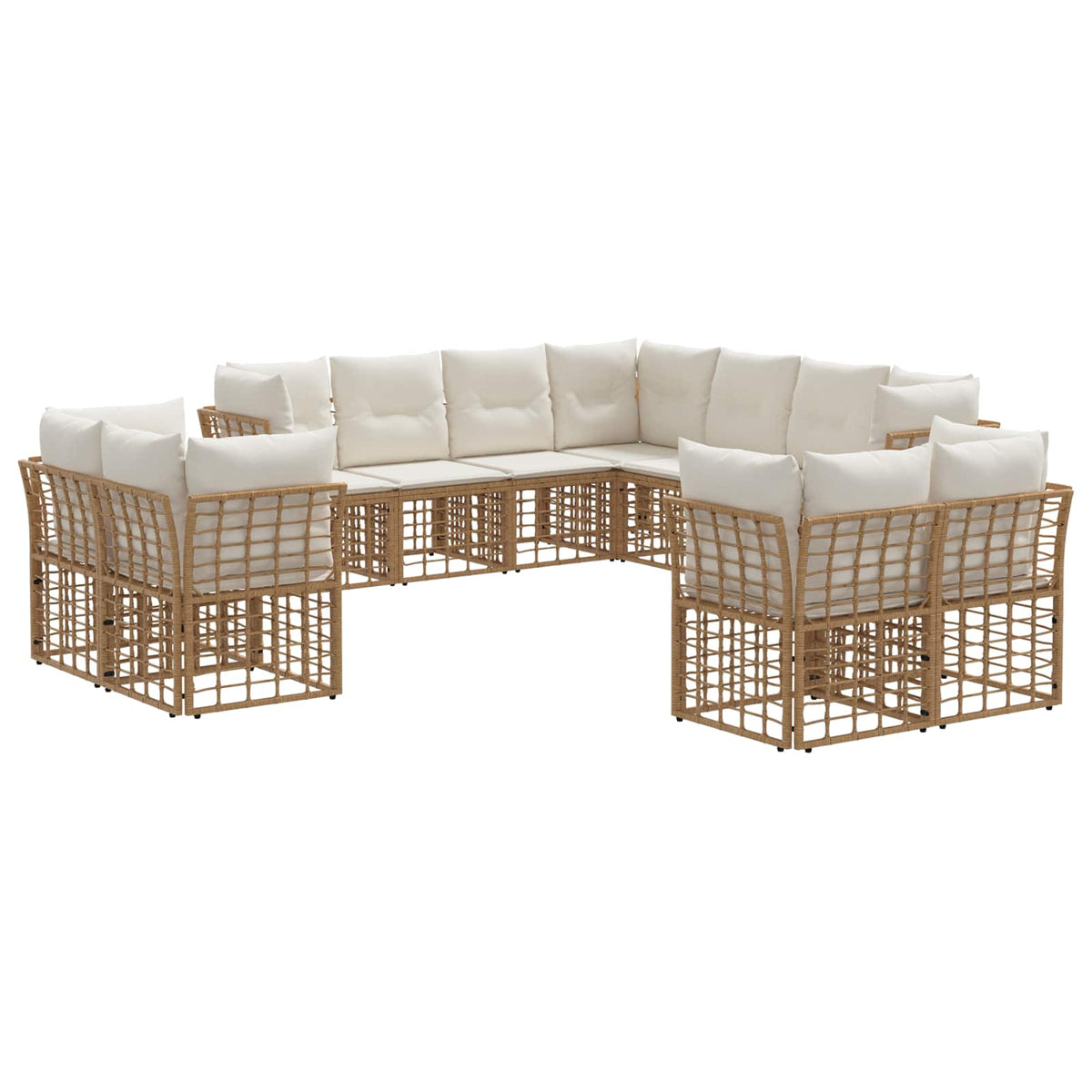 Set vanjskih sofa Prirodna i krema bijela Poliester