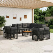 Set vanjskih sofa 12 kom. Crna i tamno siva Poliester