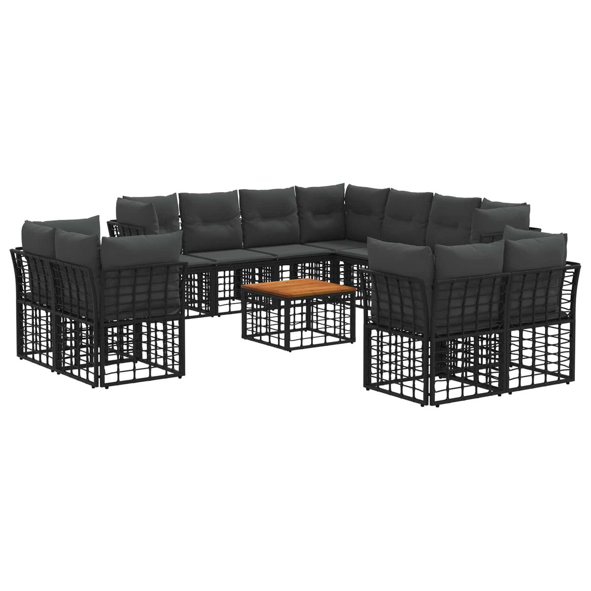 Set vanjskih sofa 12 kom. Crna i tamno siva Poliester