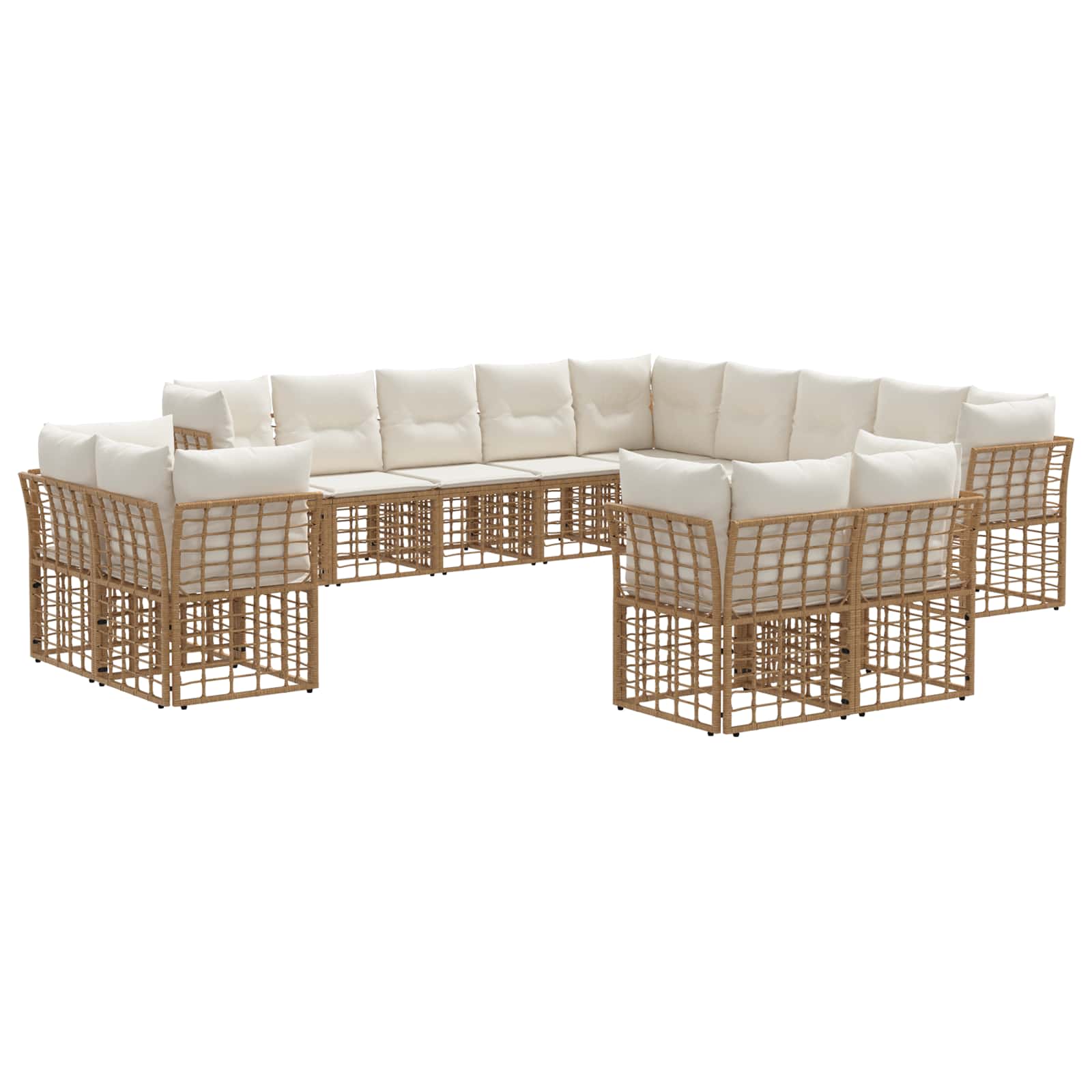 Set vanjskih sofa Prirodna i krema bijela Poliester