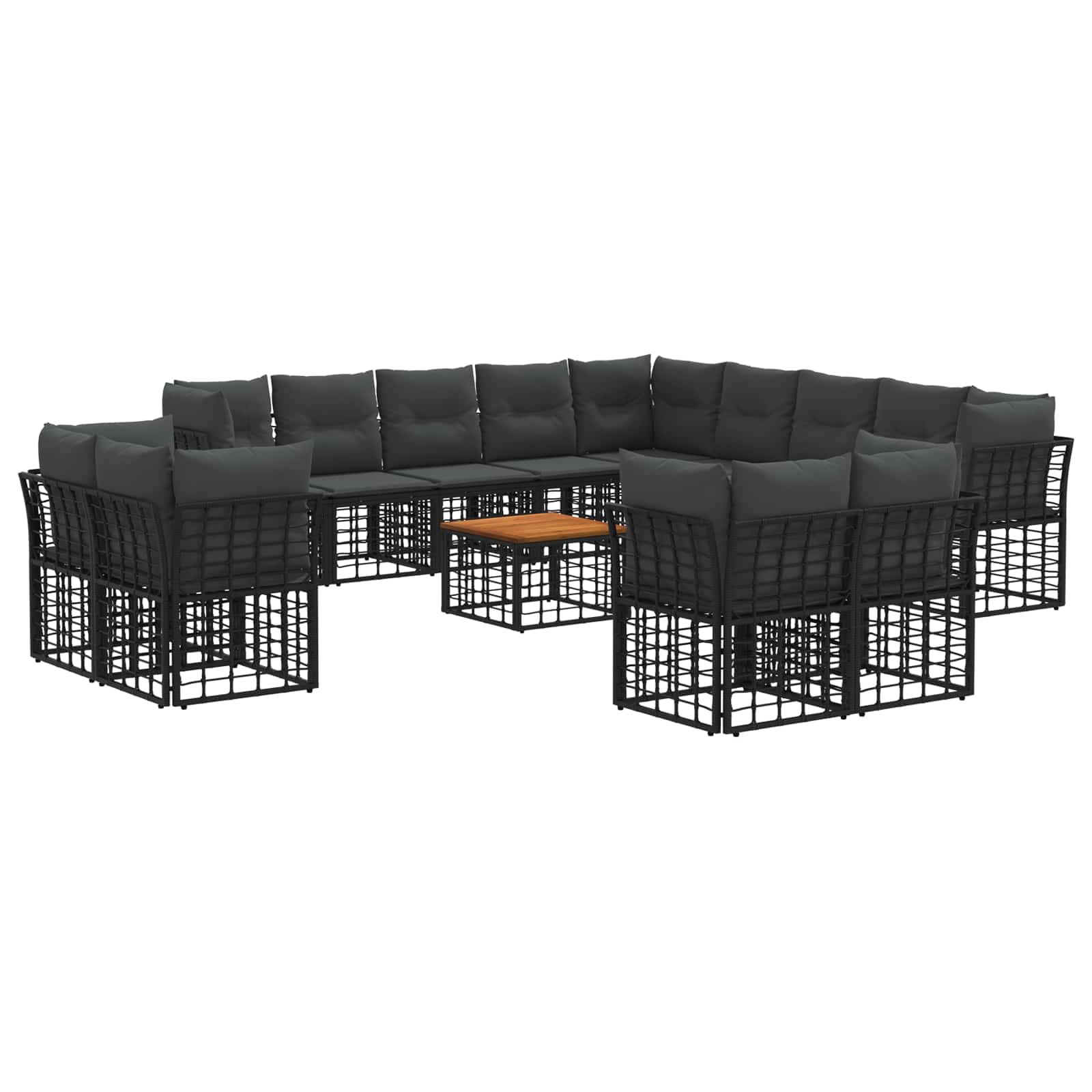 Set vanjskih sofa 14 pcs Crna i tamno siva Poliester