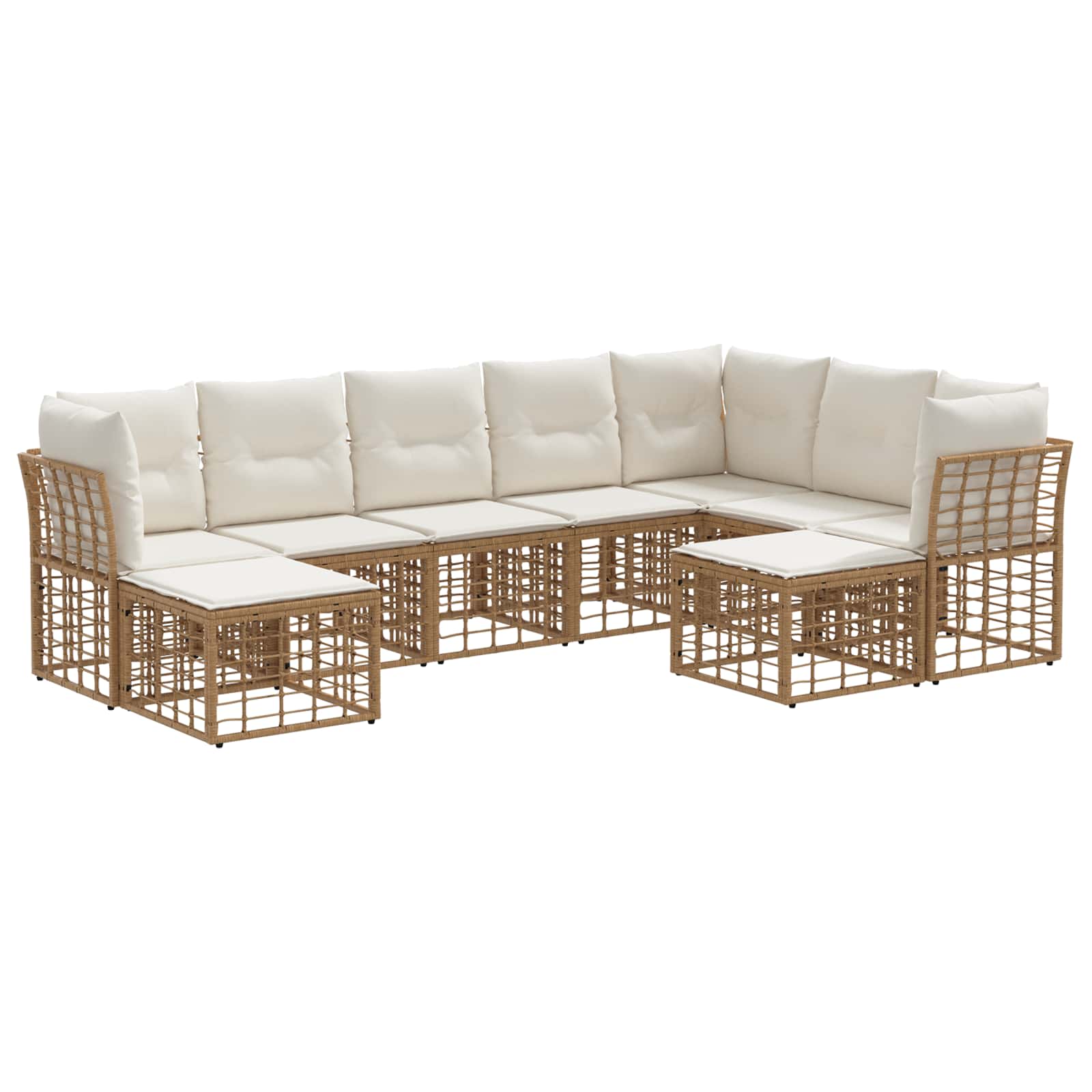 Set vanjskih sofa Prirodna i krema bijela Poliester