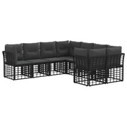 Set vanjskih sofa s jastukom 8 pcs Crna i tamno siva Poliester