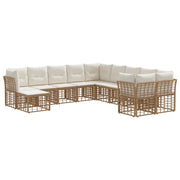 Set vanjskih sofa 11 pcs Prirodna i krema bijela Poliester