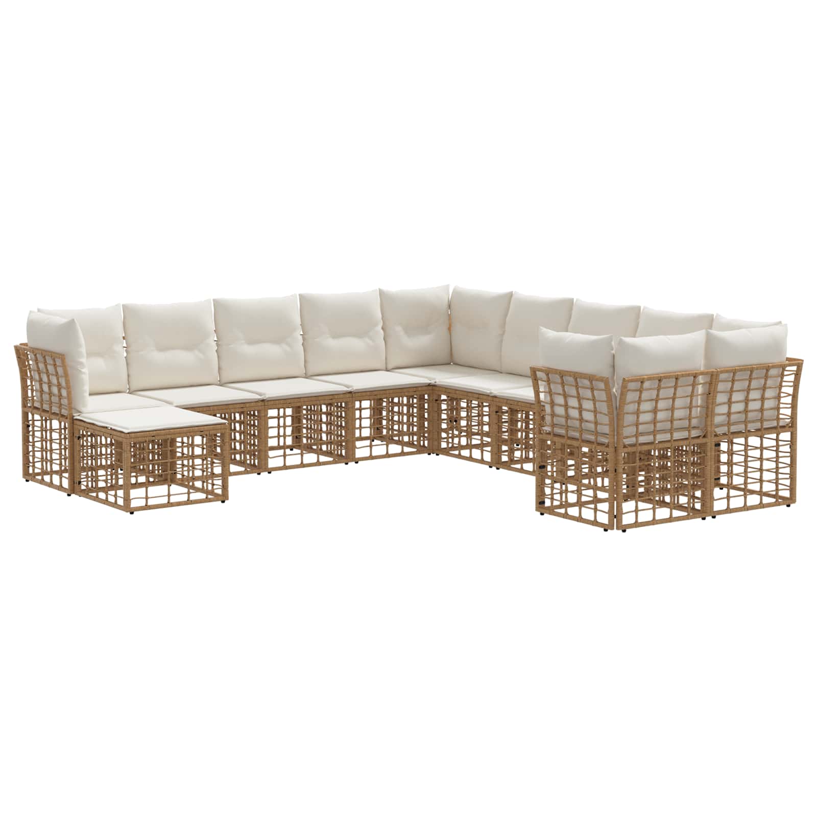 Set vanjskih sofa 11 pcs Prirodna i krema bijela Poliester