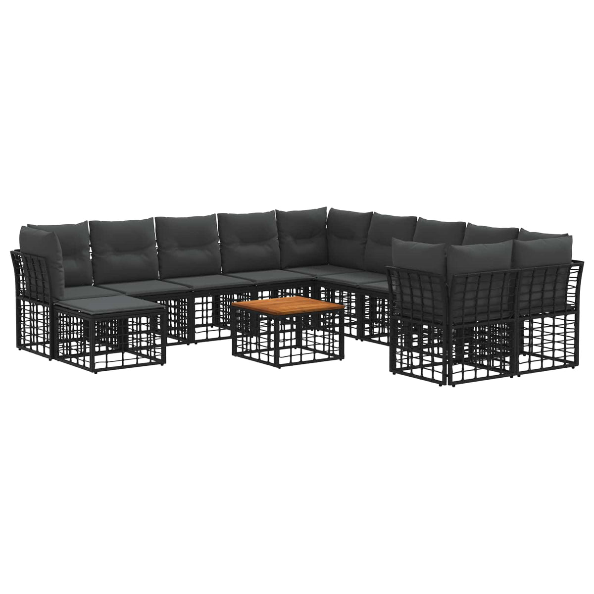 Set vanjskih sofa 12 kom. Crna i tamno siva Poliester