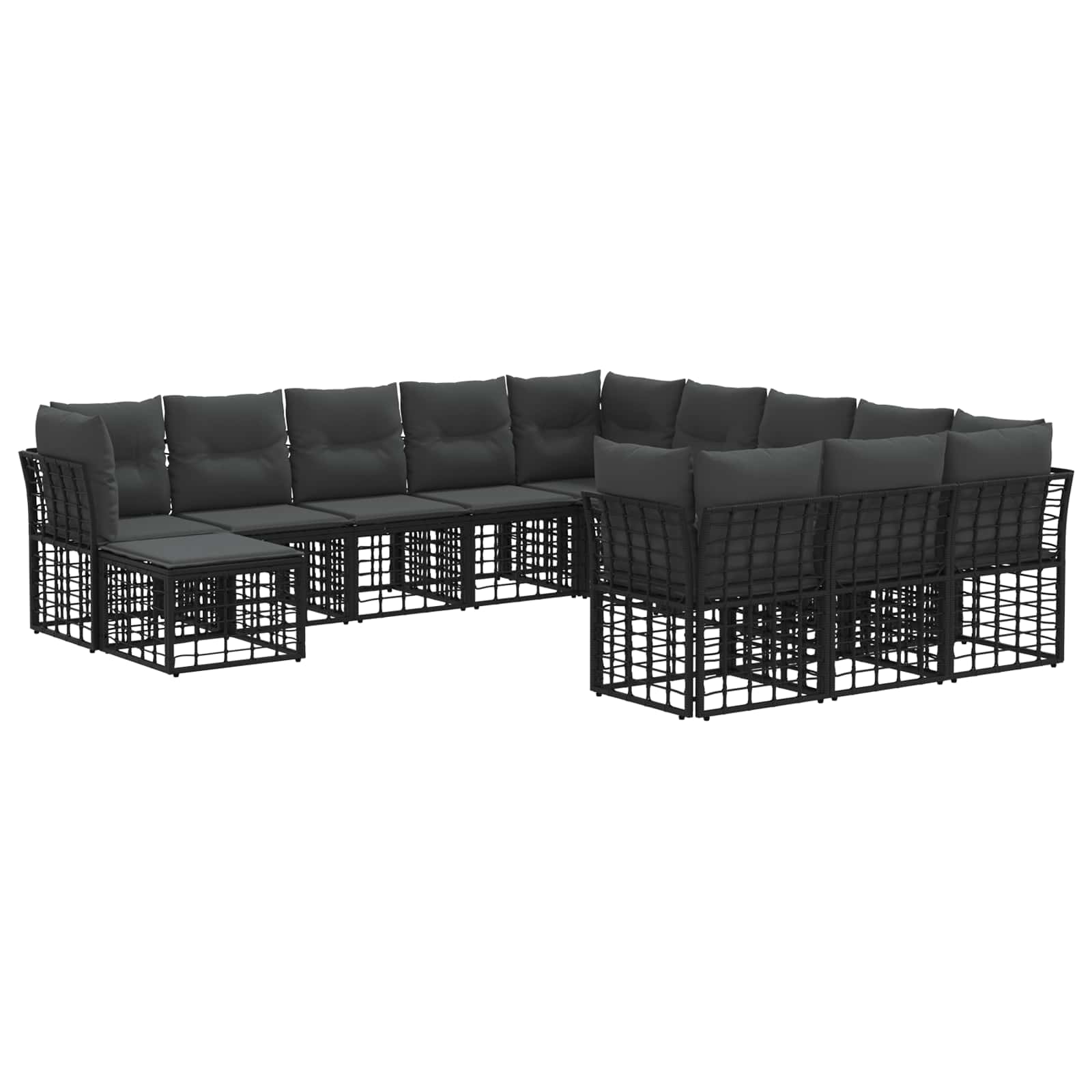 Set vanjskih sofa 12 pcs Crna i tamno siva Poliester