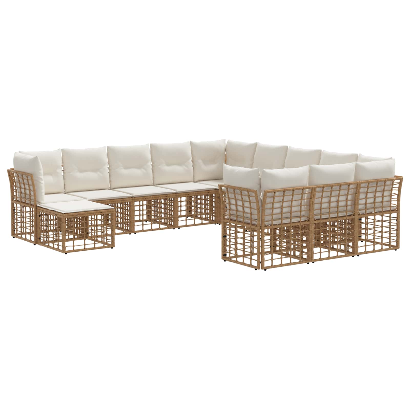 Set vanjskih sofa 12 pcs Prirodna i krema bijela Poliester