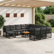 Set vanjskih sofa 13 kom. Crna i tamno siva Poliester