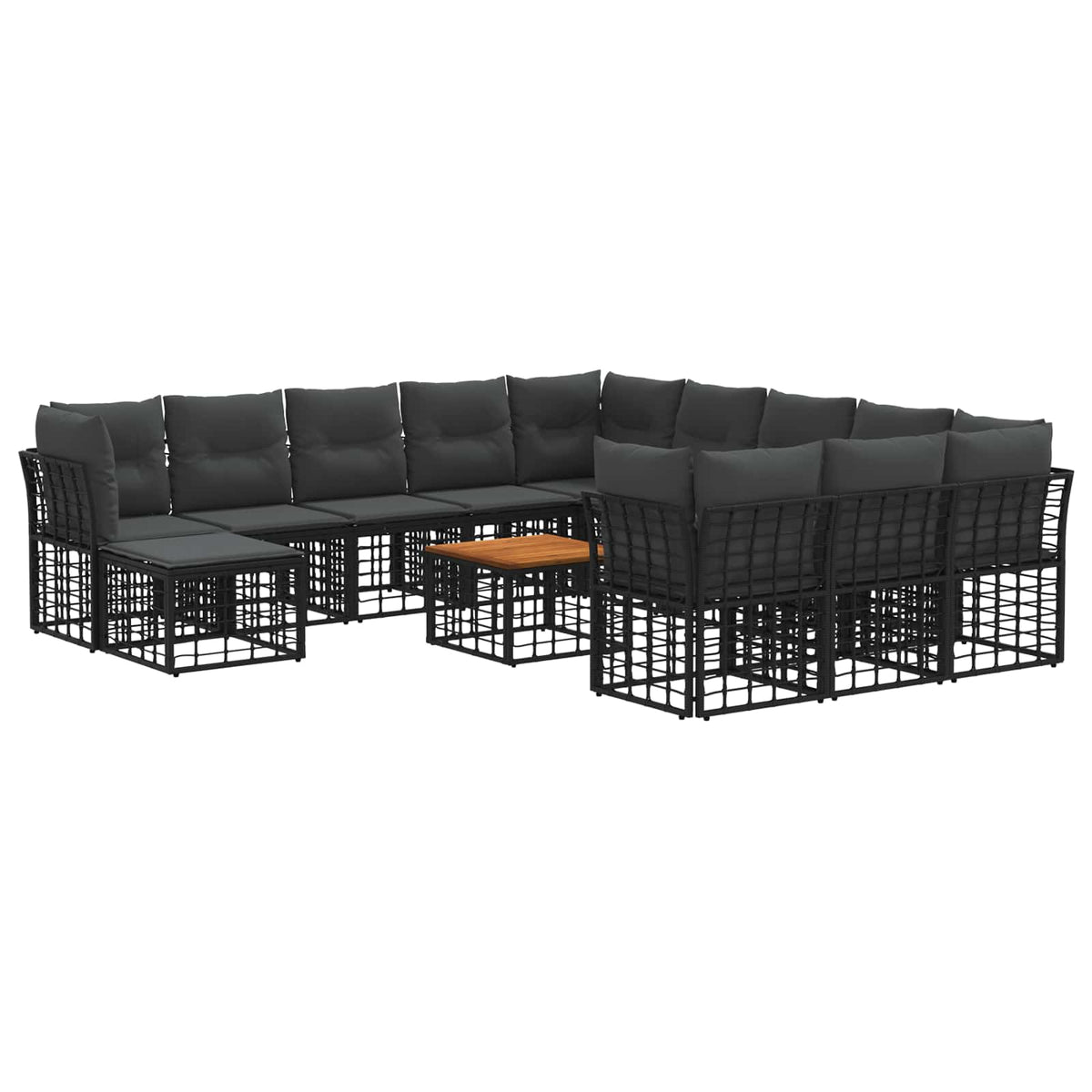 Set vanjskih sofa 13 kom. Crna i tamno siva Poliester
