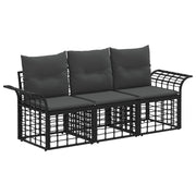 Set vanjskih sofa 3 pcs Crna i tamno siva Poliester