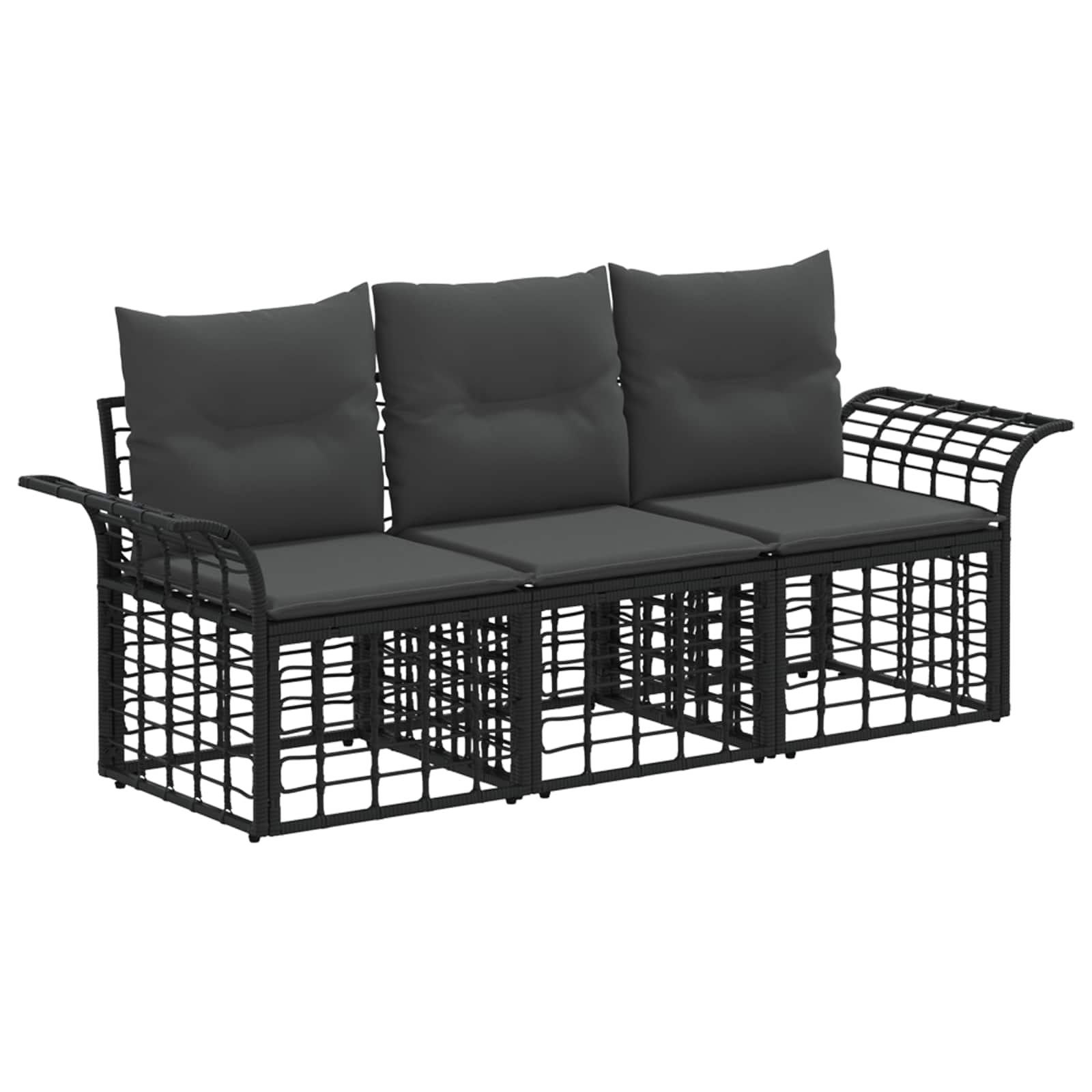 Set vanjskih sofa 3 pcs Crna i tamno siva Poliester