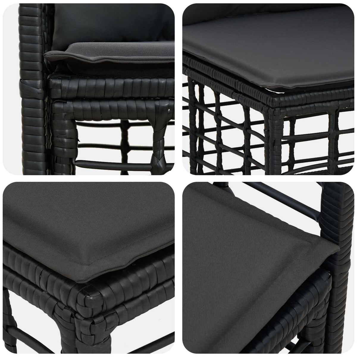 Set vanjskih sofa 4 pcs Crna i tamno siva Poliester