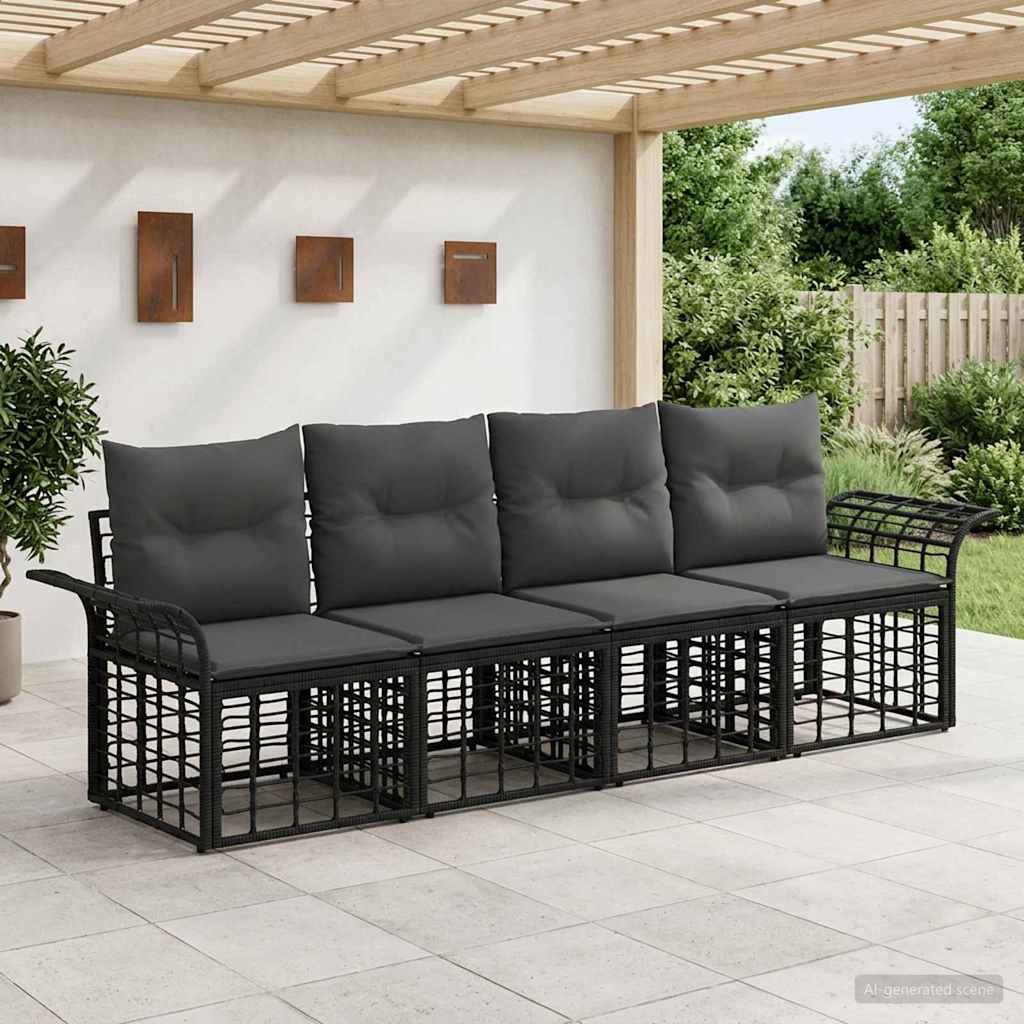 Set vanjskih sofa 4 pcs Crna i tamno siva Poliester