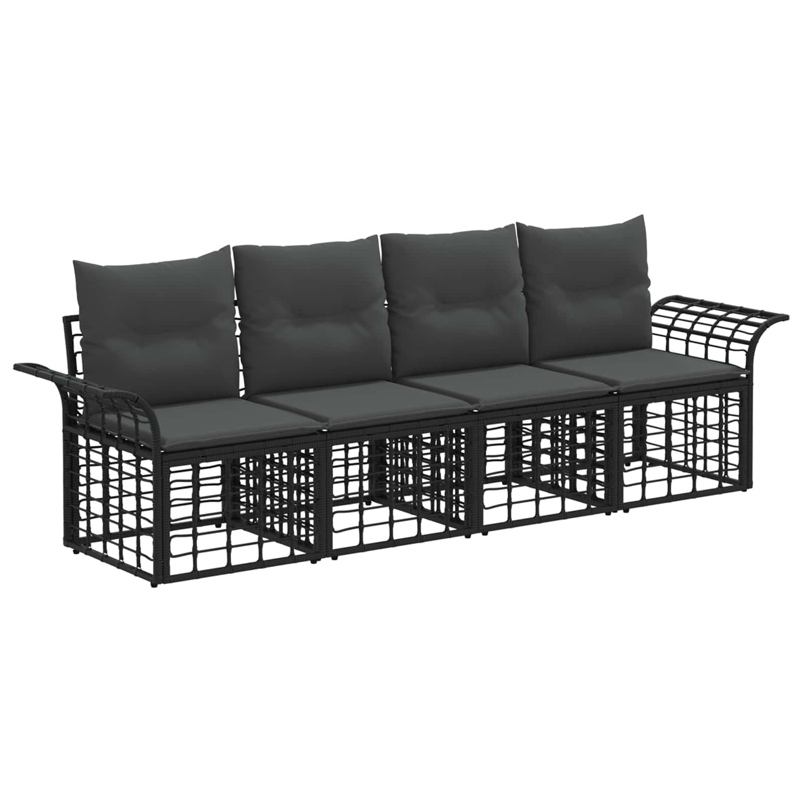 Set vanjskih sofa 4 pcs Crna i tamno siva Poliester