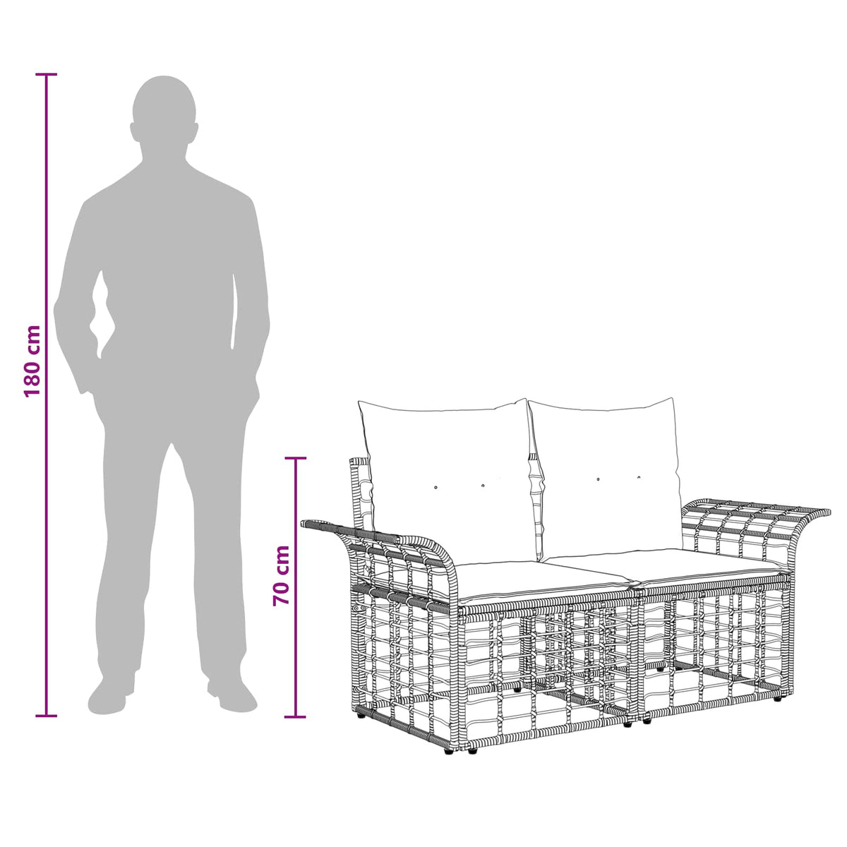Set vanjskih sofa 4 pcs Crna i tamno siva Poliester