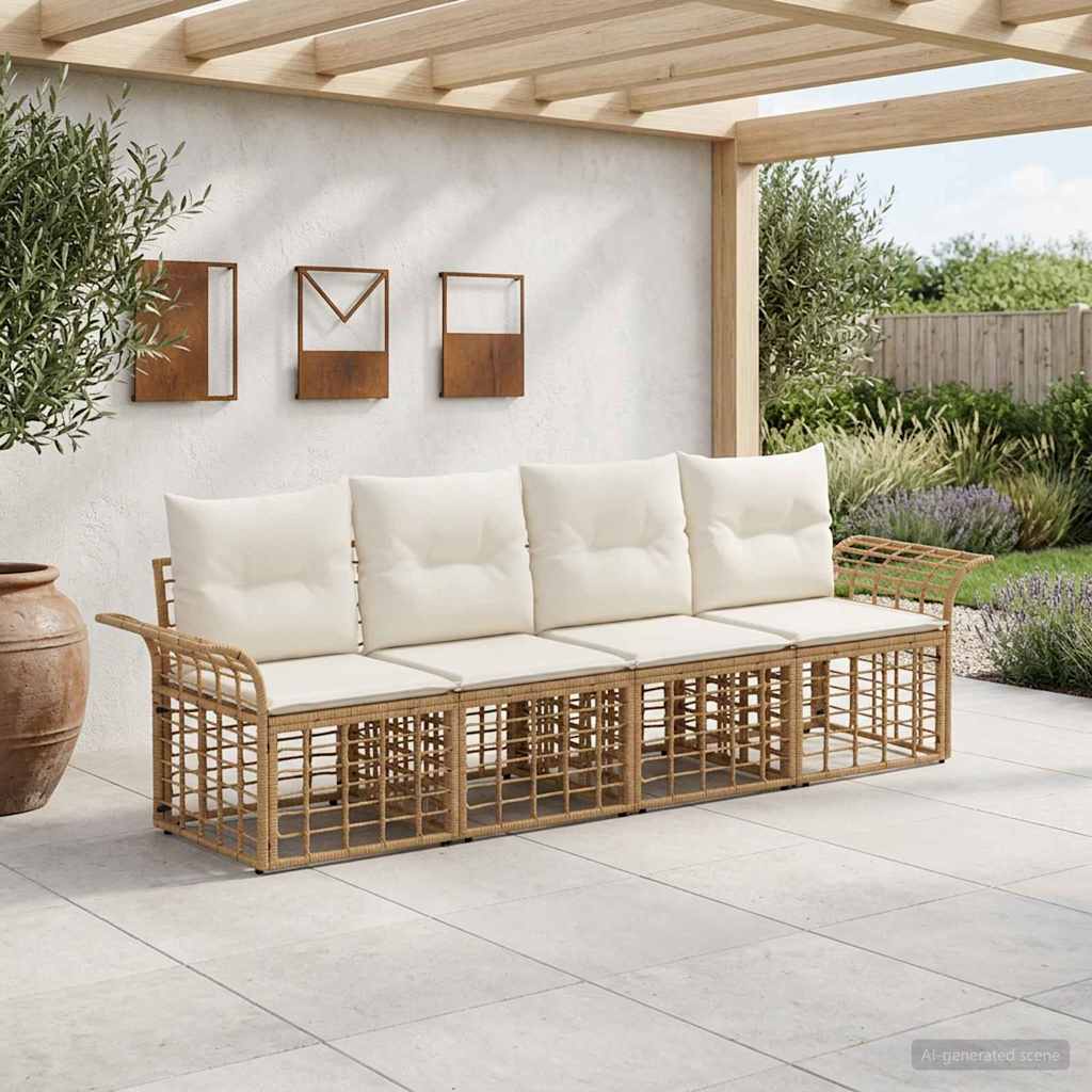 Set vanjskih sofa 4 pcs Prirodna i krema bijela Poliester