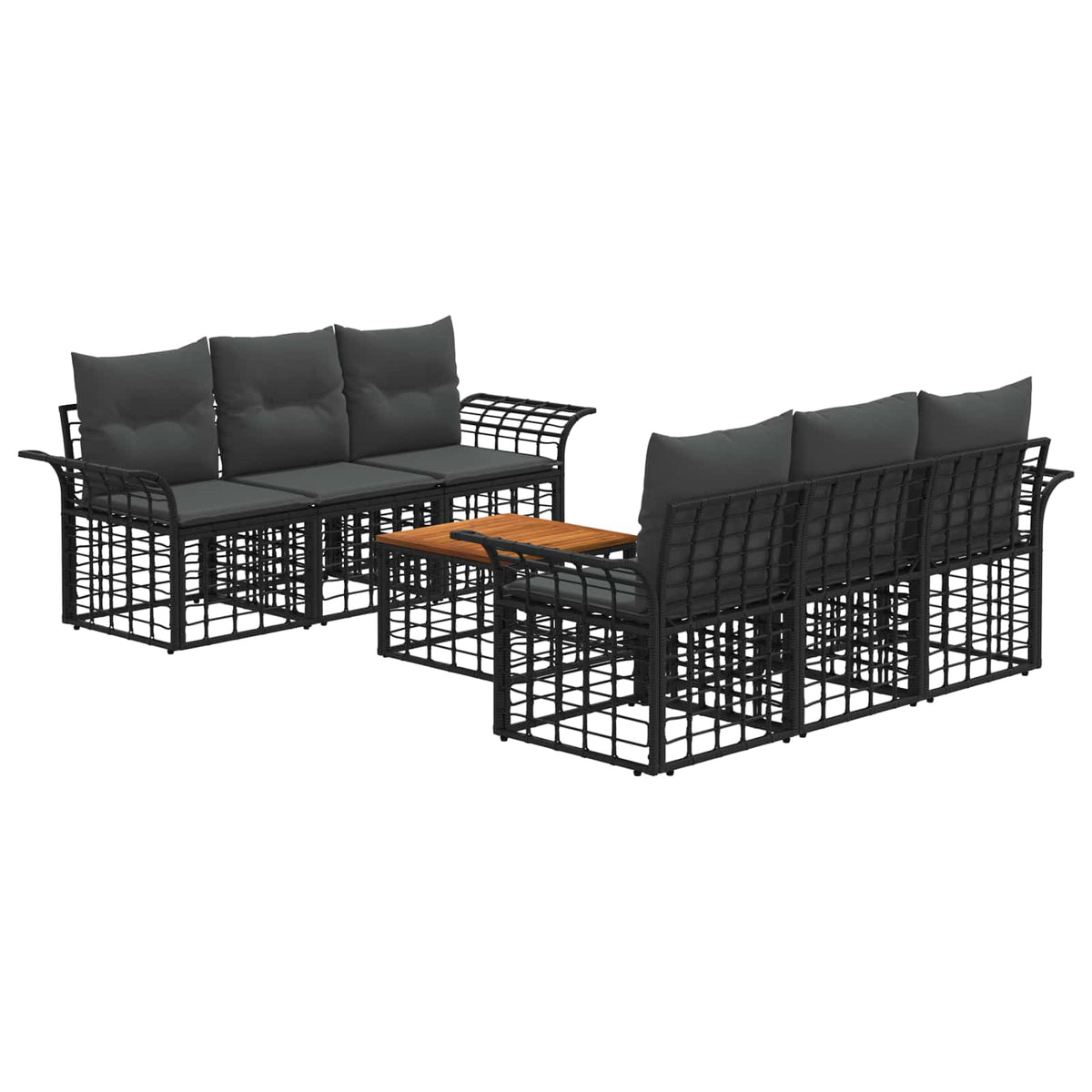 Set vanjskih sofa 7 kom. Crna i tamno siva poliratan