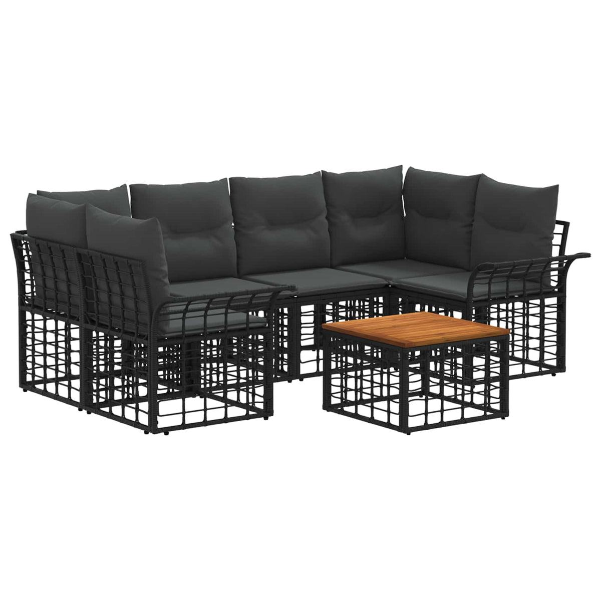 Set vanjskih sofa 7 kom. Crna i tamno siva poliratan